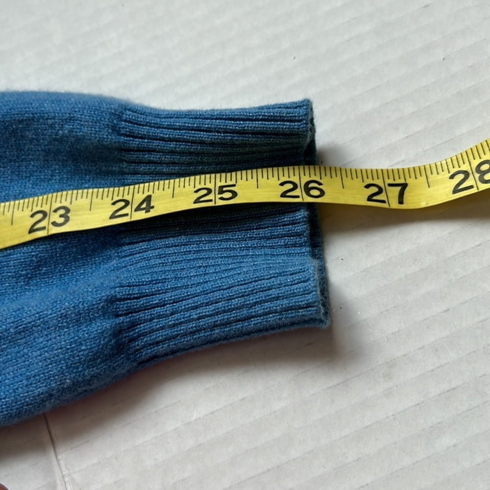 Kinross 100% Cashmere 1/4 Zip Mock Neck Stonewash Blue Sweater MED - Picture 10 of 13